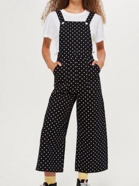 Topshop Black and White Polka Dot One-Piece Overalls